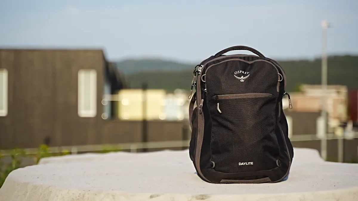 Osprey Daylite 26+6 travel backpack photographed from the front after 18 months of use